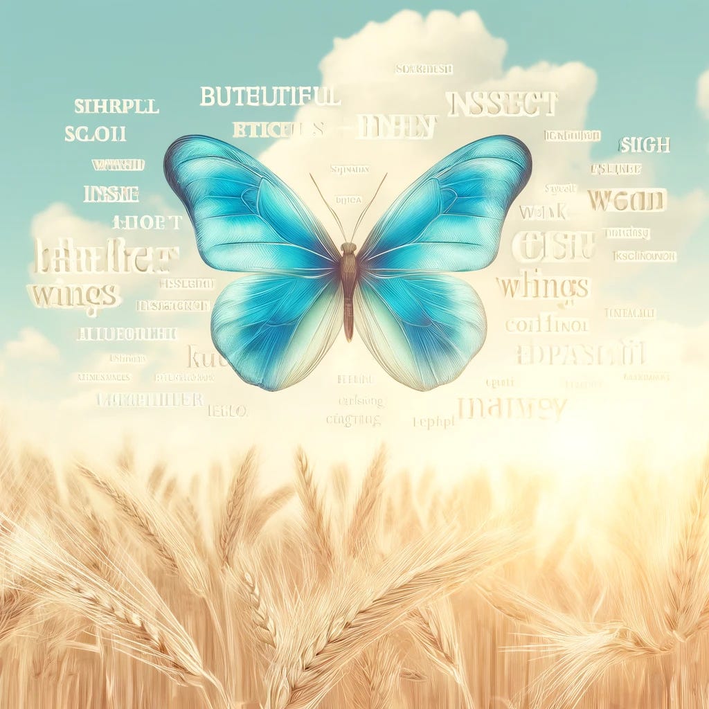 I saw a beautiful blue butterfly